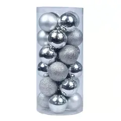 GENERICO - Ser 24 Bambalinas Colgantes 6 cm Para Arbol Plateado
