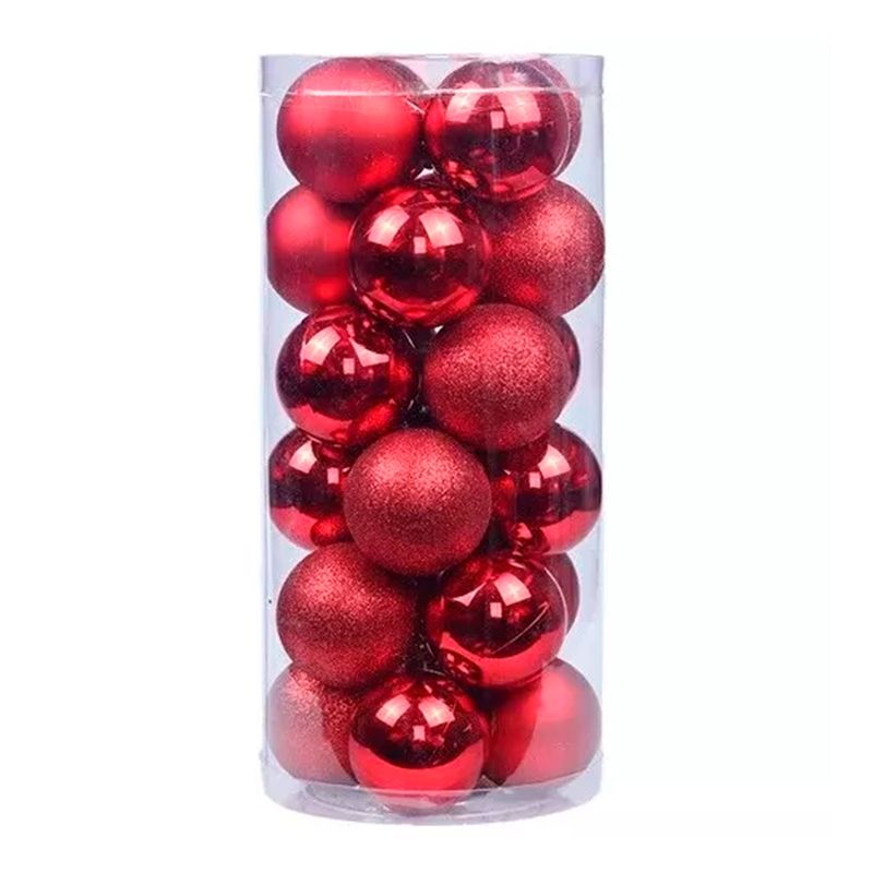 GENERICO - Ser 24 Bambalinas Colgantes 6 cm Para Arbol Rojo