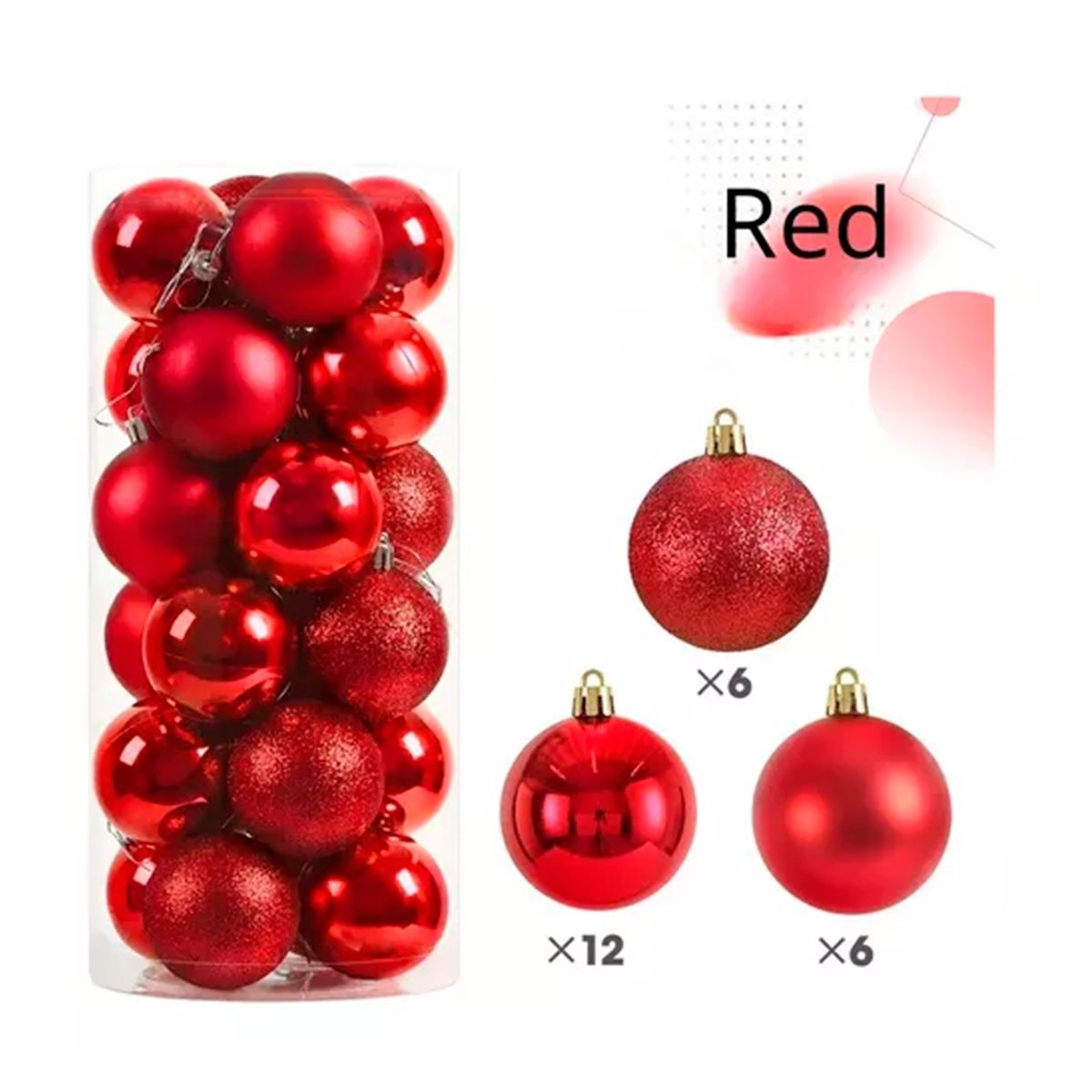 GENERICO - Ser 24 Bambalinas Colgantes 6 cm Para Arbol Rojo