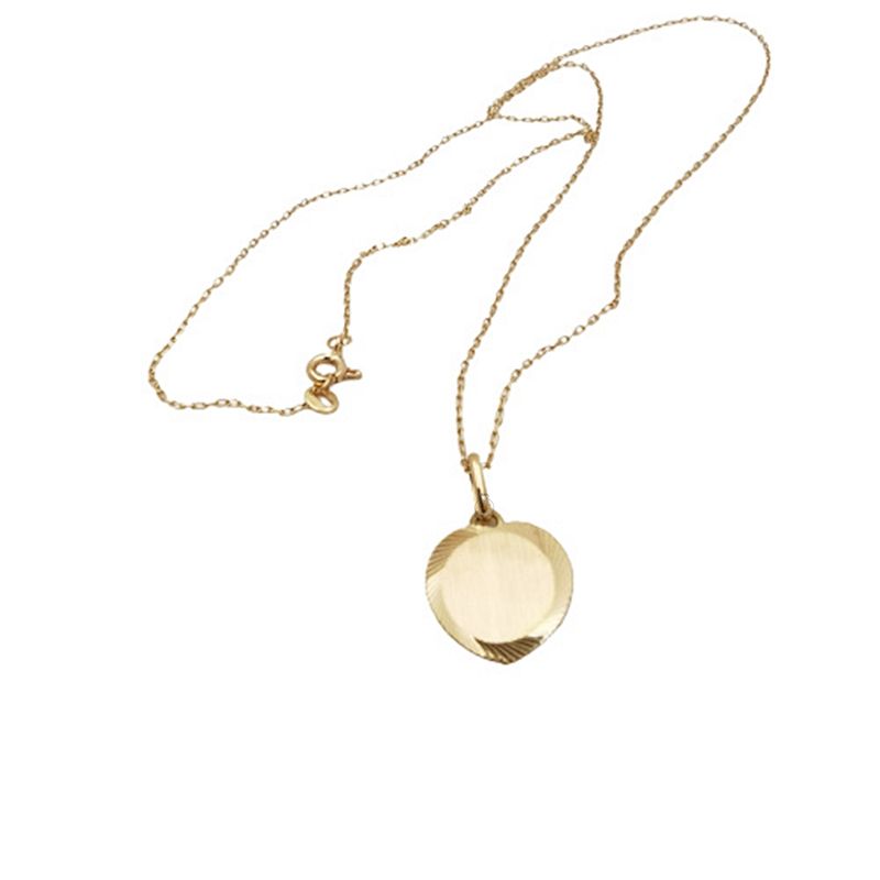 JOYAS MYTOKE - Medalla Placa Corazon Oro 18 Kilates Collar Unisex