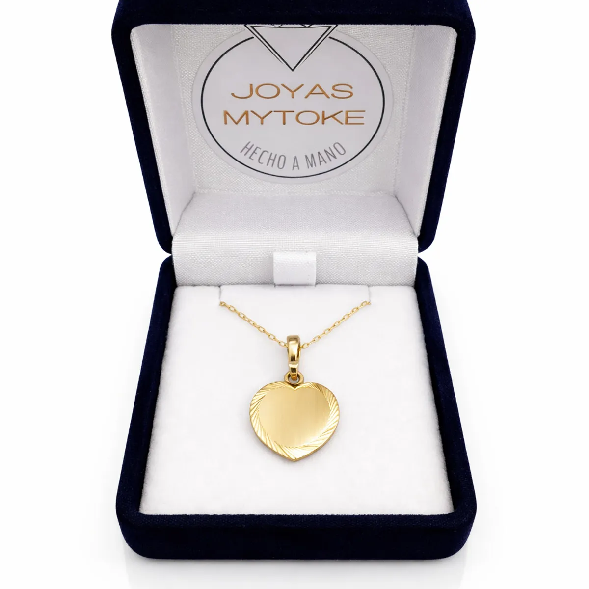 JOYAS MYTOKE - Medalla Placa Corazon Oro 18 Kilates Collar Unisex