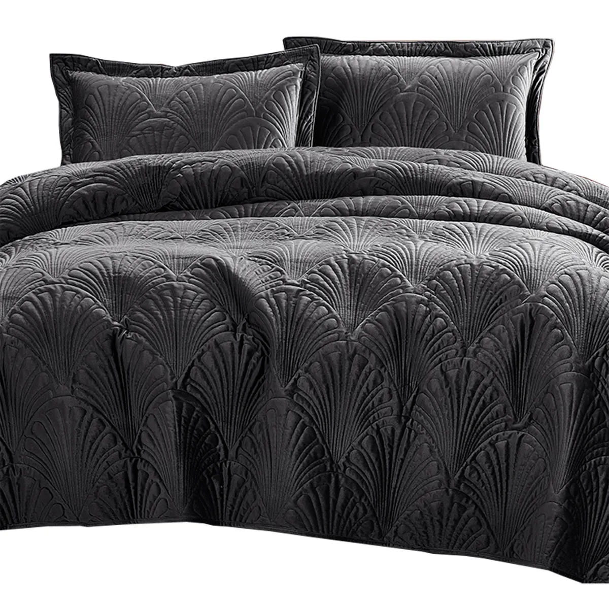 MALLORCA - Quilt Liso Velvet Paris Grafito 2 Plazas