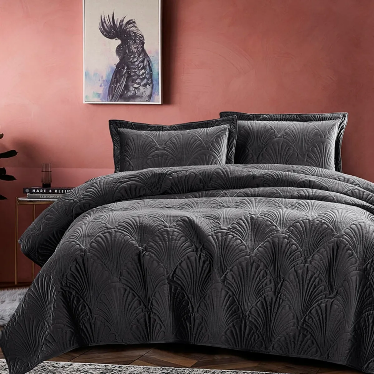 MALLORCA - Quilt Liso Velvet Paris Grafito 2 Plazas