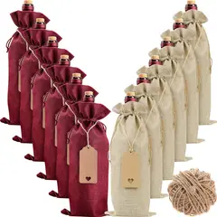 EVERSO - Bolsas De Regalos Navidad Para Botellas De Vino 12 Unidades
