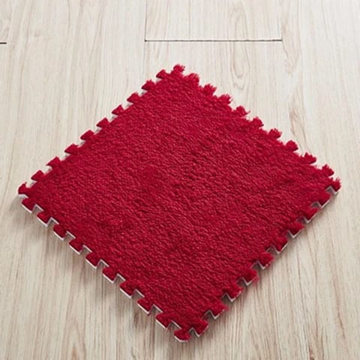 GENERICO - Set 10 Alfombras Goma Eva Peluda Niños Piso Felpa 30x30cm ROJO