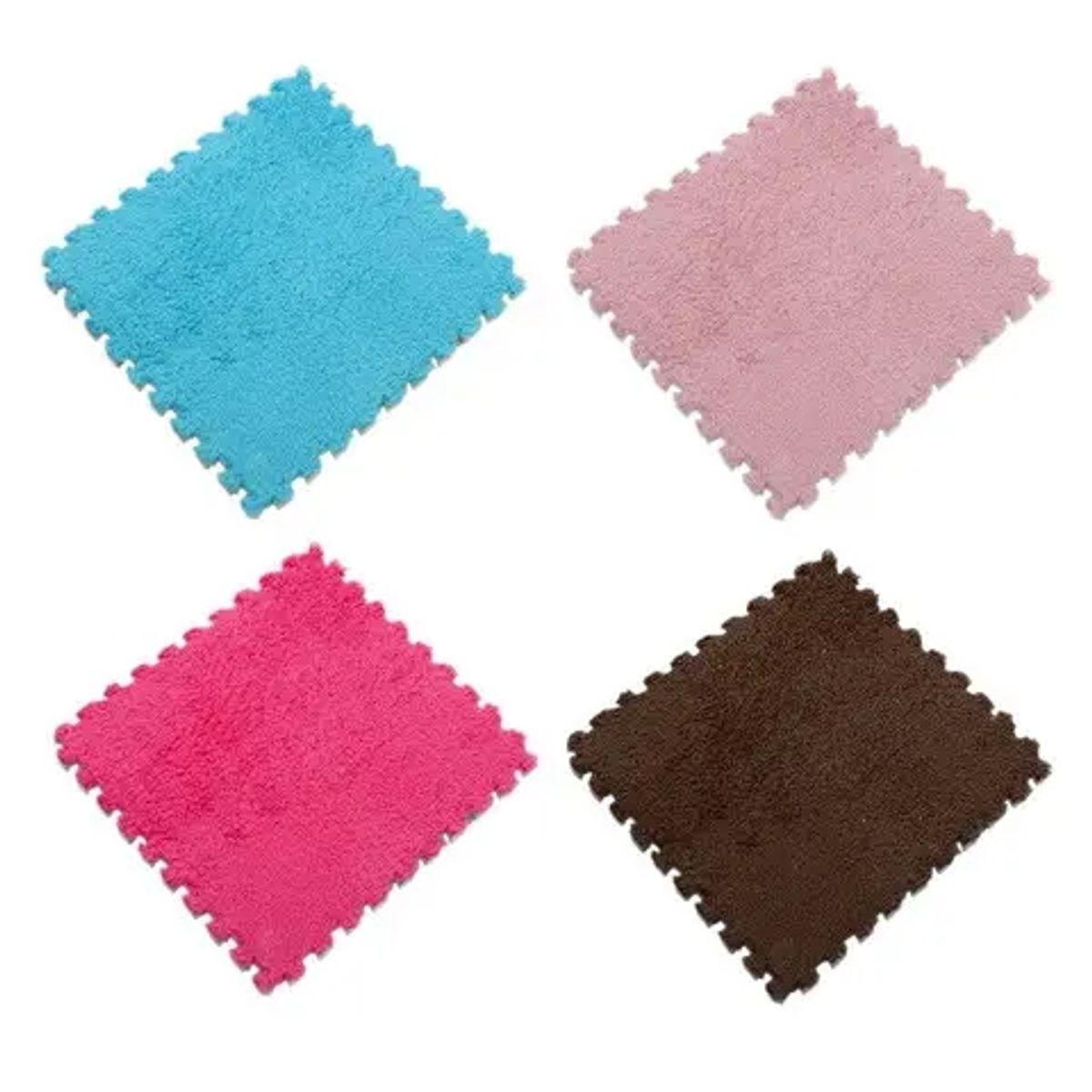 GENERICO - Set 10 Alfombras Goma Eva Peluda Niños Piso Felpa 30x30cm ROJO