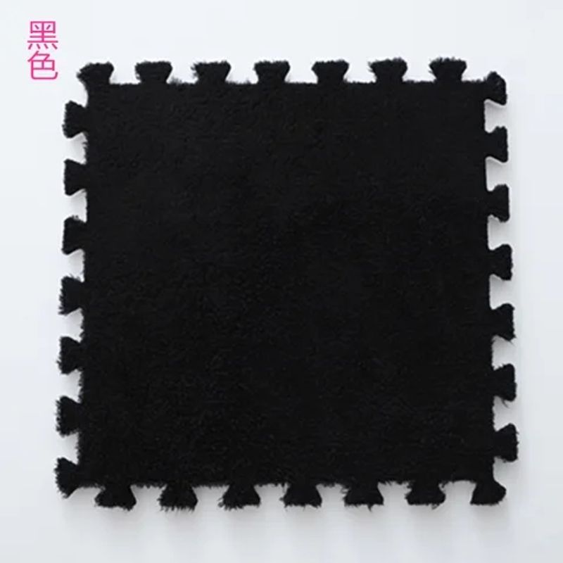 GENERICO - Set 10 Alfombras Goma Eva Peluda Niños Piso Felpa 30x30cm negro