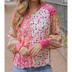 ARRAKASTA - Blusa de viscosa estampada oversize