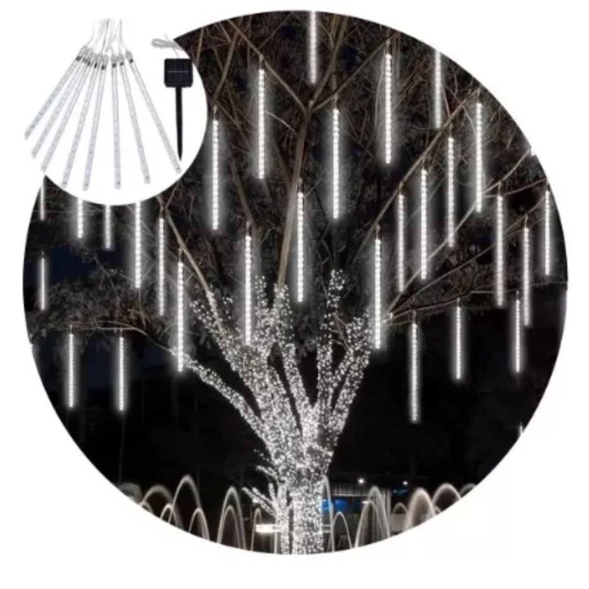 GENERICO - Guirnalda Lluvia De Meteorito Solares Decorativas Luz Fría…