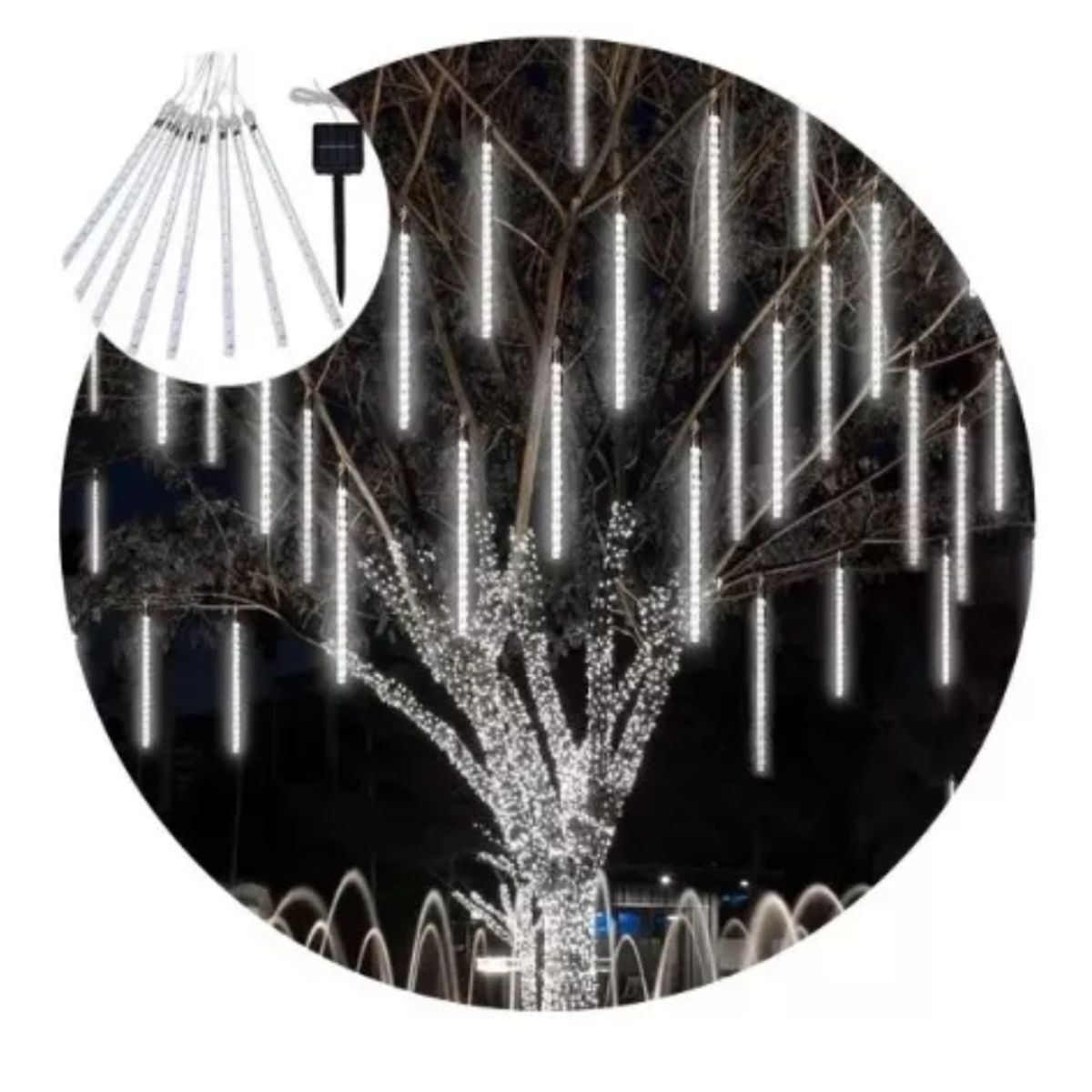 GENERICO - Guirnalda Lluvia De Meteorito Solares Decorativas Luz Fría…