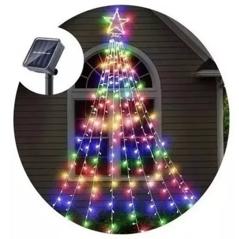GENERICO - Estrella Arbol De Navidad Solar 3 Metros En Luz Multicolor