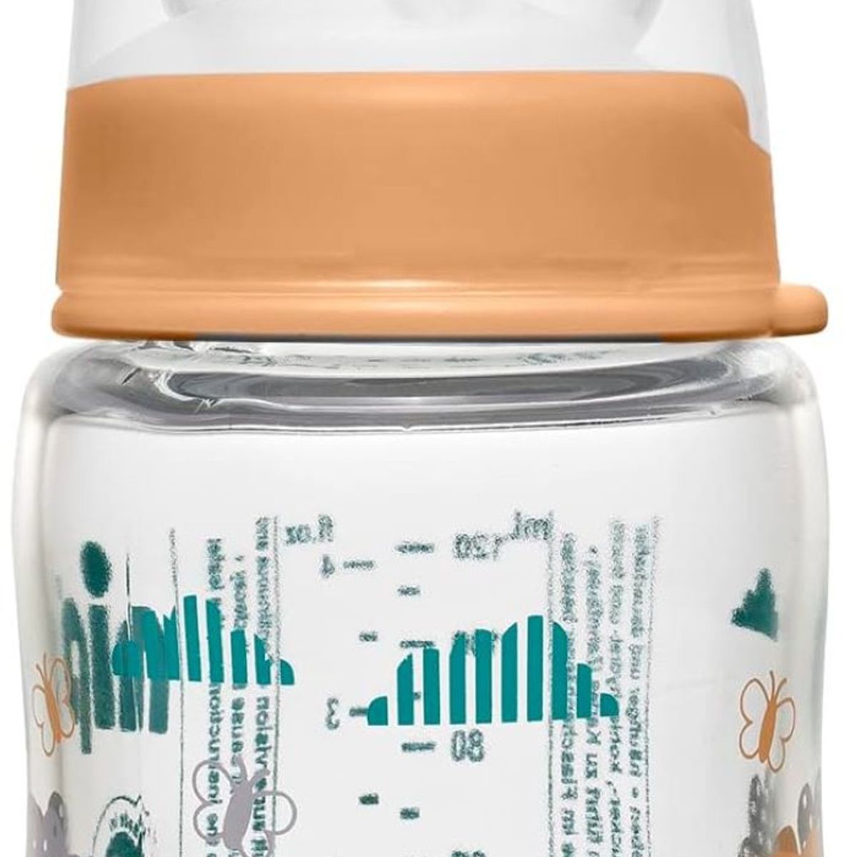 NIP - Mamadera Vidrio Silicona Cuello Ancho Oveja Naranjo 120 ml
