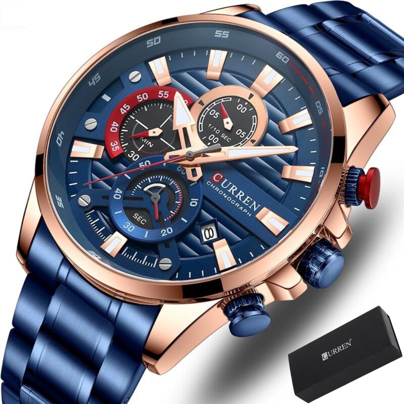 CURREN - Reloj De Hombre Elegante Curren Acero Cronógrafo Caballero