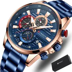 CURREN - Reloj De Hombre Elegante Acero Cronógrafo Caballero