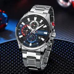 CURREN - Reloj De Hombre Elegante Acero Cronógrafo Caballero