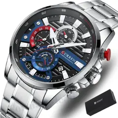 CURREN - Reloj De Hombre Elegante Acero Cronógrafo Caballero