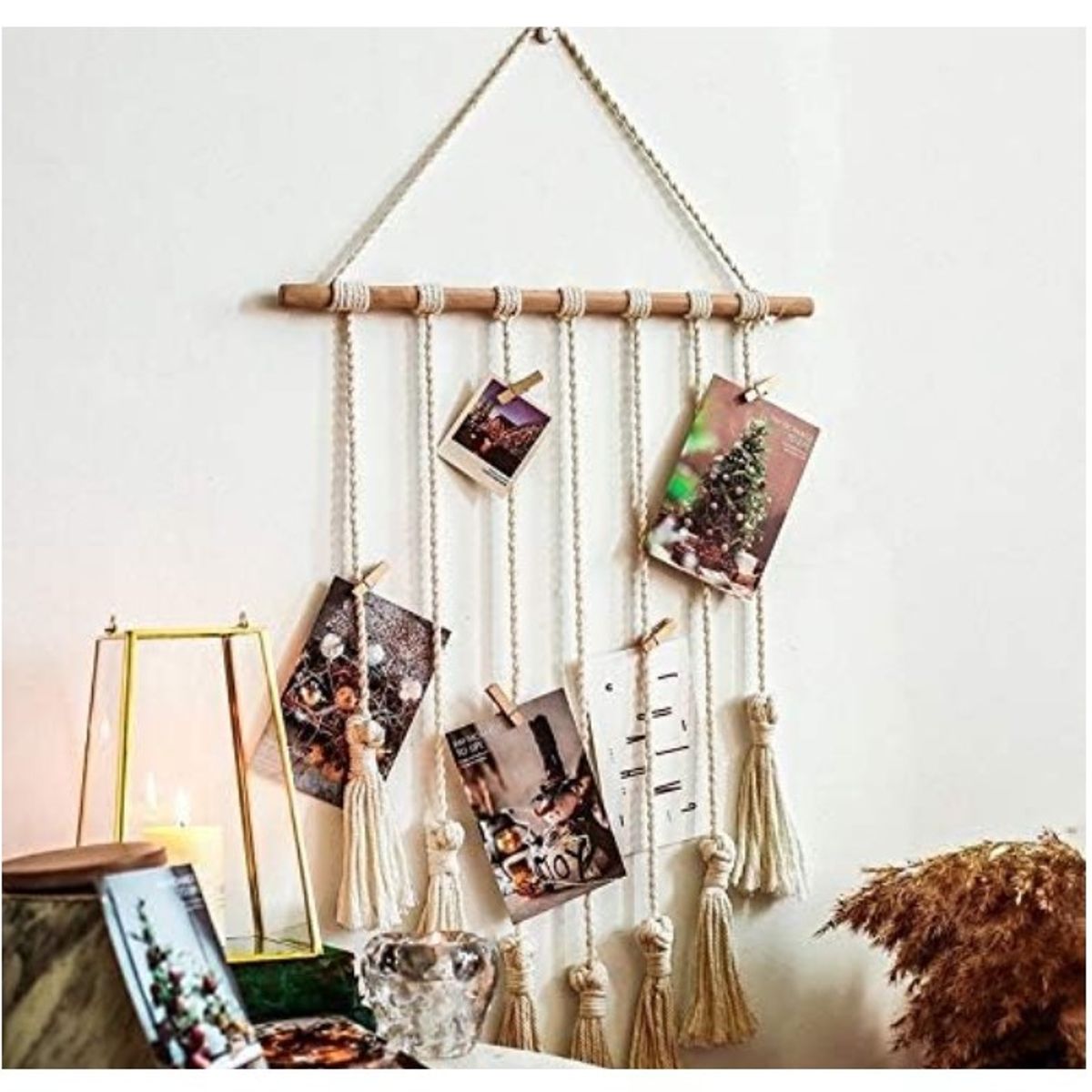 COMPRAPO - Porta Fotos Colgante Macramé estilo Bohemio artesanal con perritos