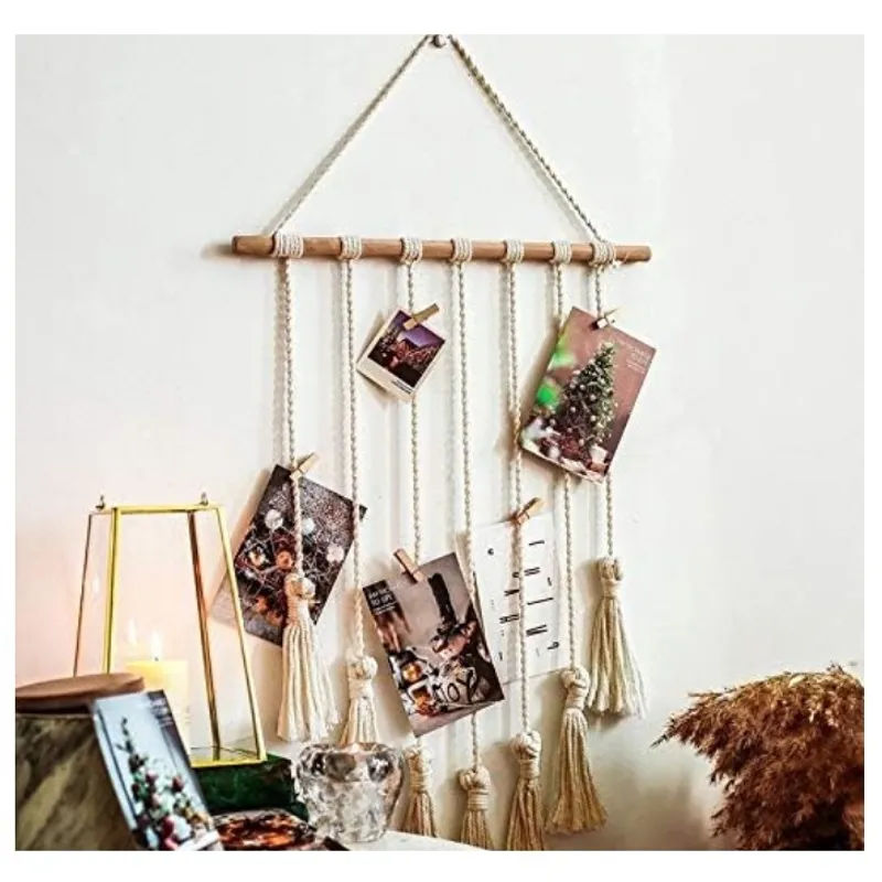 COMPRAPO - Porta Fotos Colgante Macramé estilo Bohemio artesanal con perritos