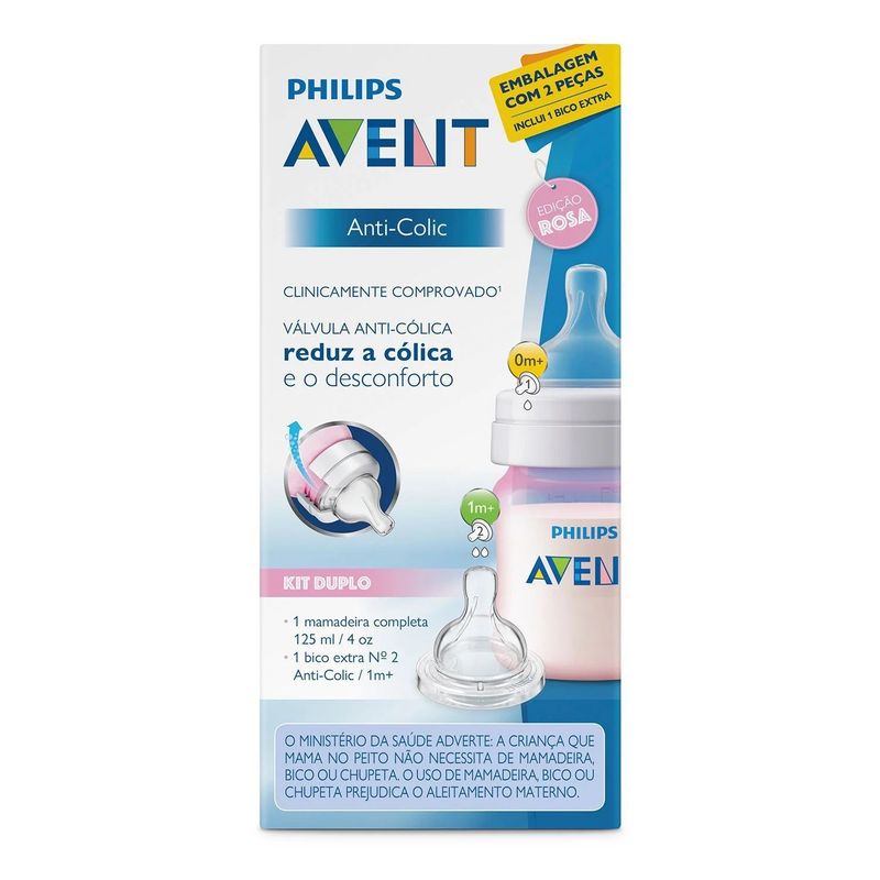 AVENT - Set Mamadera Anti-colic  Tetina AVENT 125ml Pink