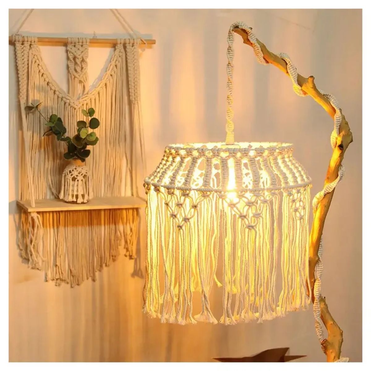 COMPRAPO - Pantalla Colgante Macramé estilo Bohemio Artesanal