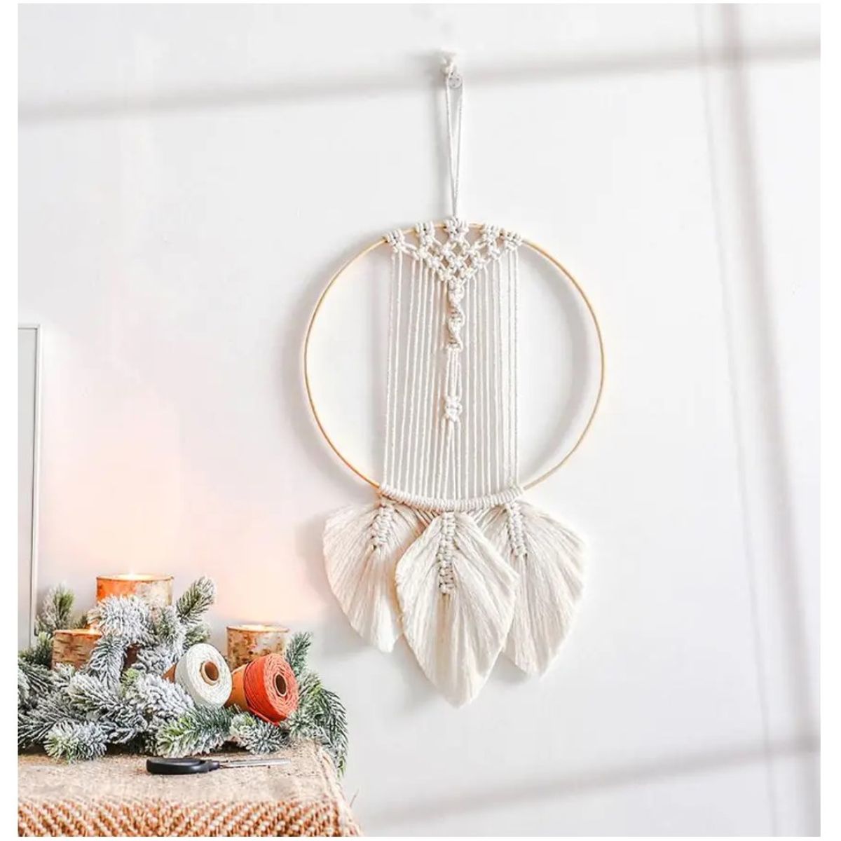 COMPRAPO - Adorno Colgante Macramé estilo Bohemio Artesanal Buenas Vibras