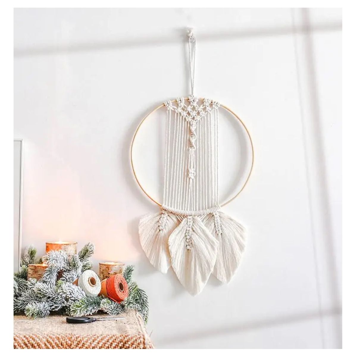 COMPRAPO - Adorno Colgante Macramé estilo Bohemio Artesanal Buenas Vibras