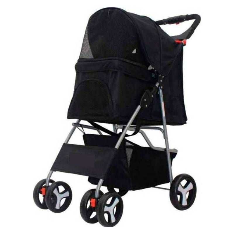 GENERICO - Coche Para Mascota De Paseo 4 Ruedas Negro
