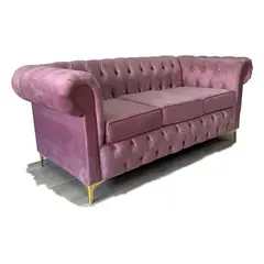 MUEBLES HVM - Sofa Chestefield Palo Rosa Lino 3C metal