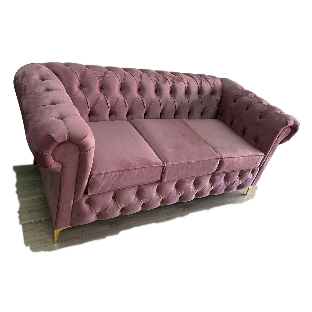 MUEBLES HVM - Sofa Chestefield Palo Rosa Lino 3C metal