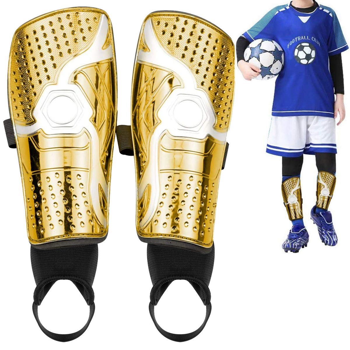 EVERSO - Espinilleras Fútbol Pantorrilla Protección Niños Con Tobillo