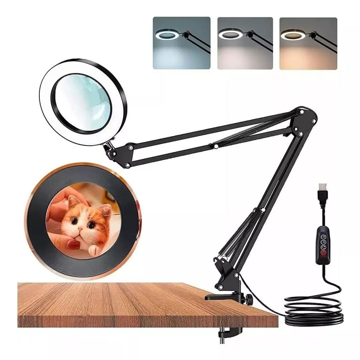 KUANGYE - Lámpara De Escritorio Con Lupa Led Con Abrazadera