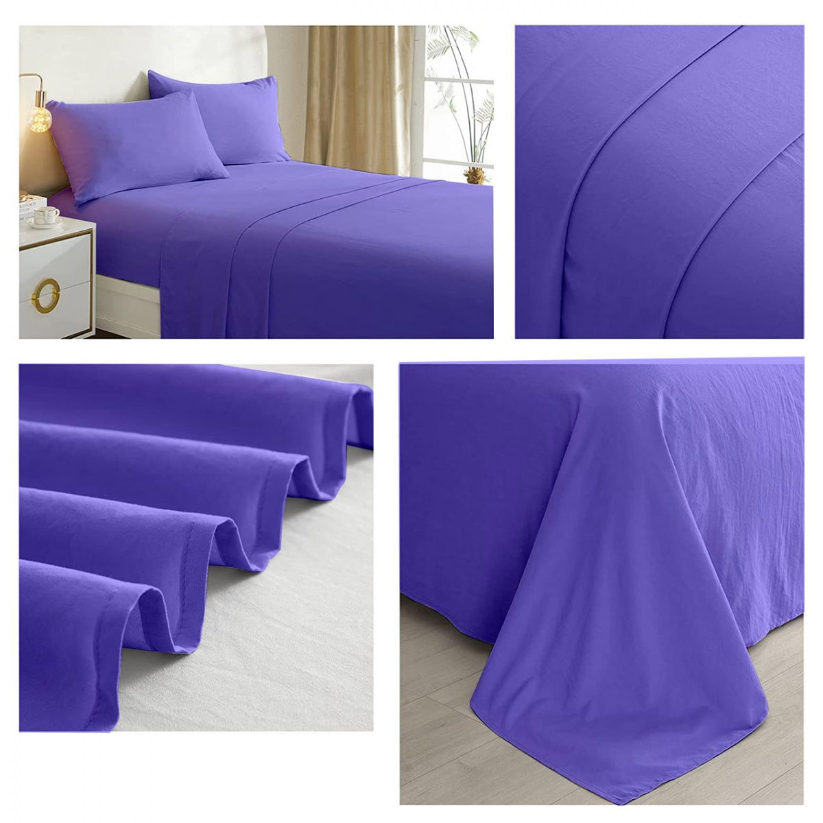 GENERICO - Juego De Sabana Lila 2.0 Plazas 144 hilos (Queen) - Excelente Calidad
