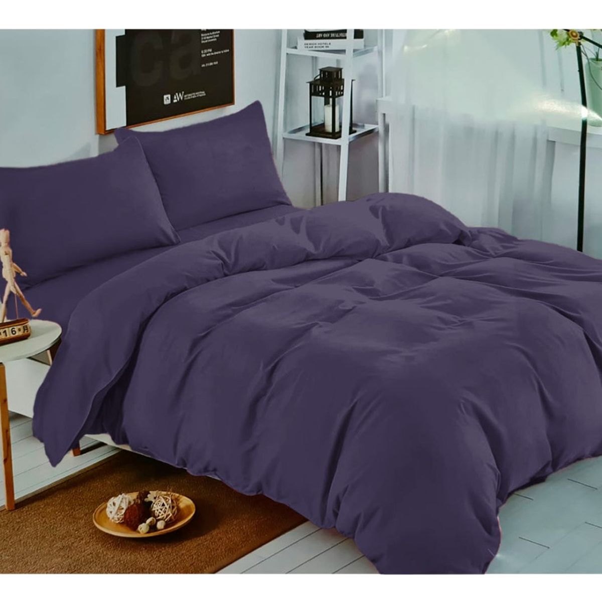 GENERICO - Juego De Sabana Colores Lisos 1.5 Plazas Morado Claro