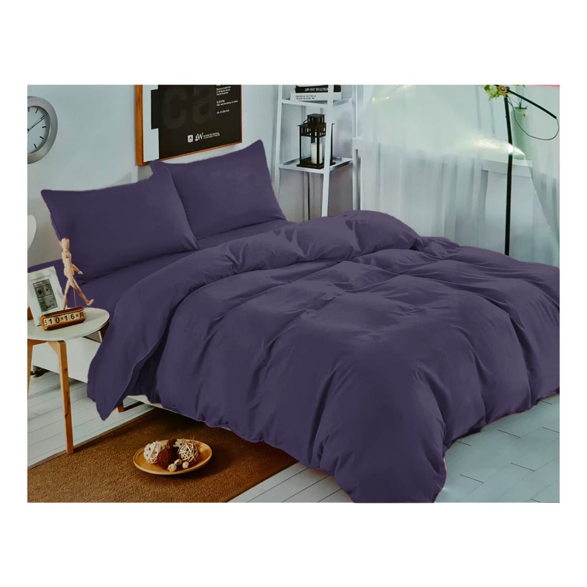 GENERICO - Juego De Sabana Colores Lisos 1.5 Plazas Morado Claro