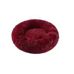 GENERICO - Cama Antiestrés Peluda Para Perros Y Gatos 70 Cm Burdeo