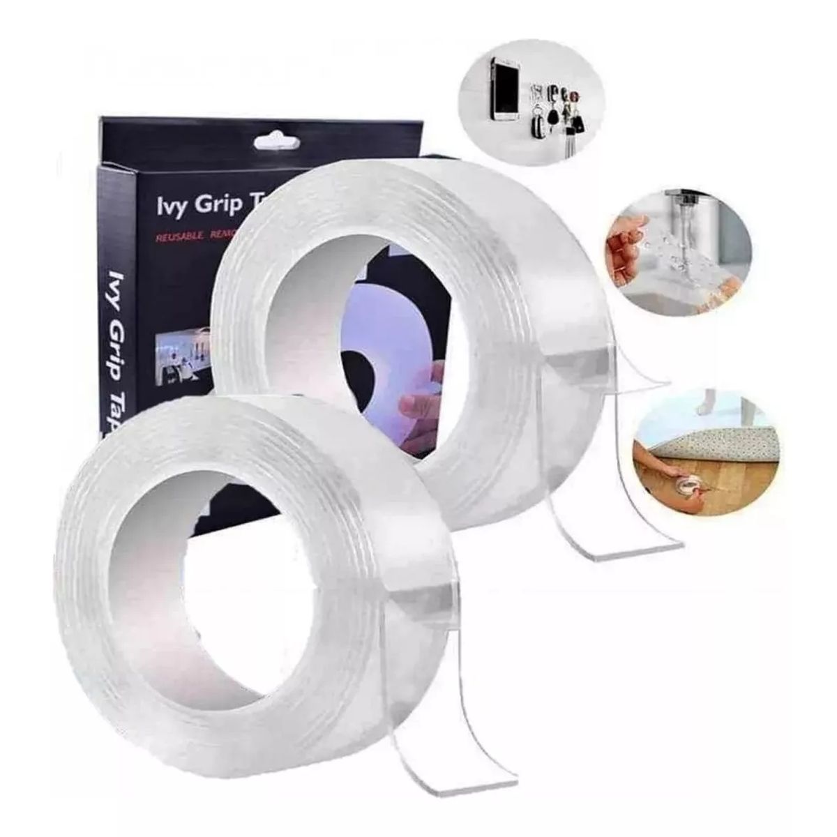 GENERICO - Pack X2 Cinta Doble Contacto Cinta Doble Faz Cinta Magica 5m