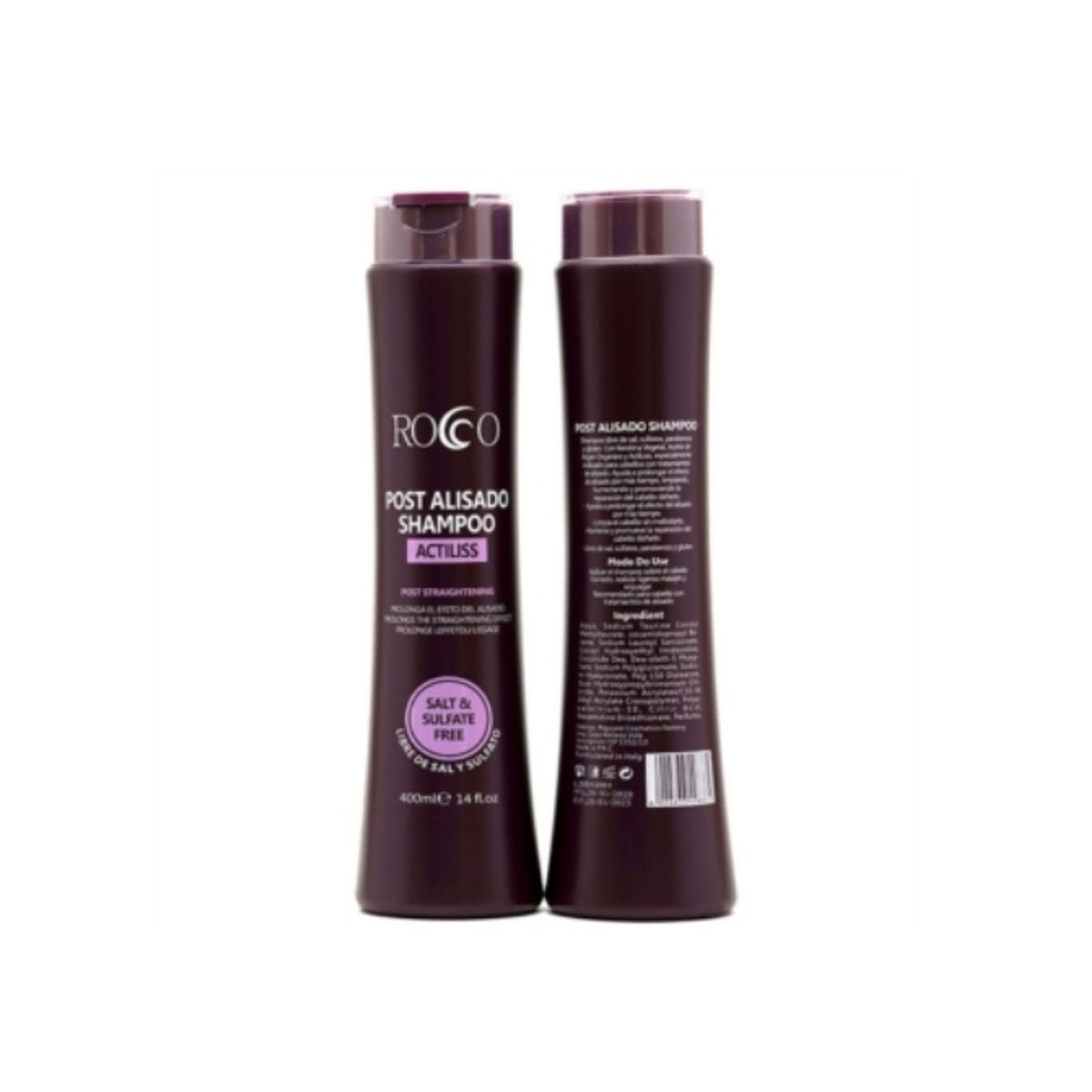 GENERICO - ROCCO® Shampoo Post Alisado Sin Sal 400ml ROJO