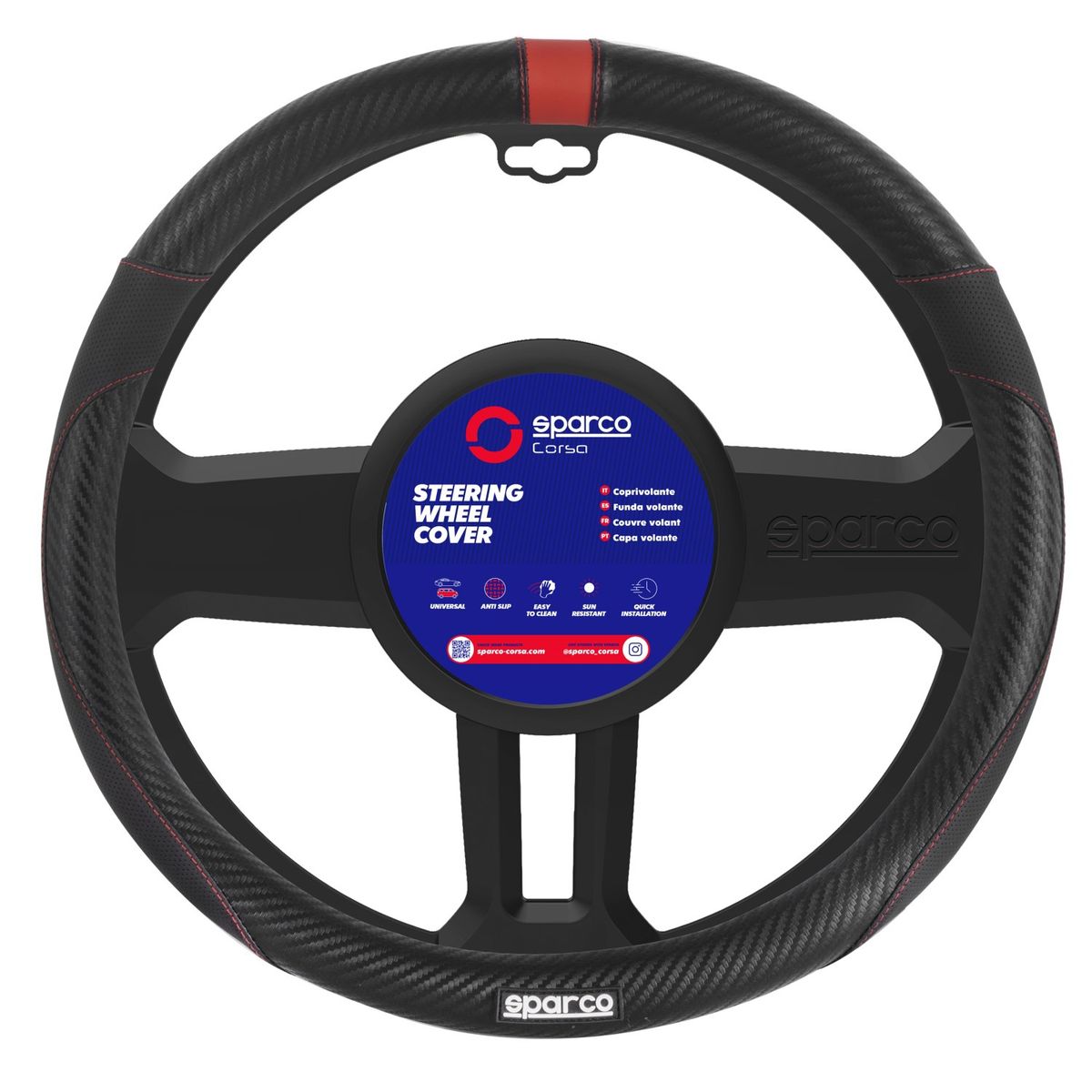 SPARCO - Cubre Volante Negro Auto Universal Sparco 100 Original