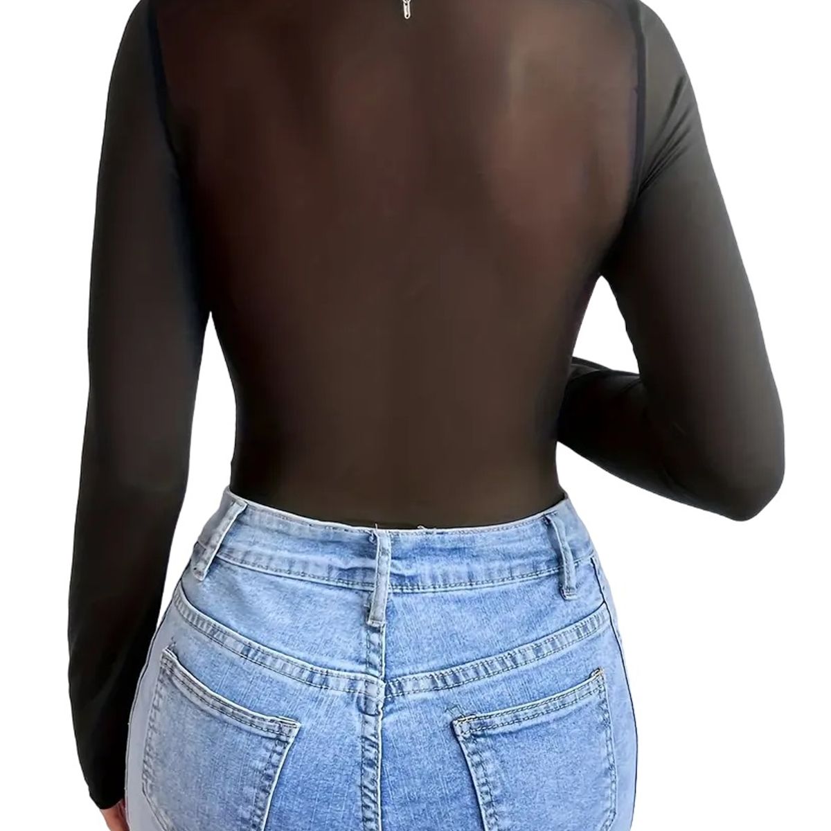 GARSIL - Body Elegante Para Mujer De Manga Larga  Semi Transparente