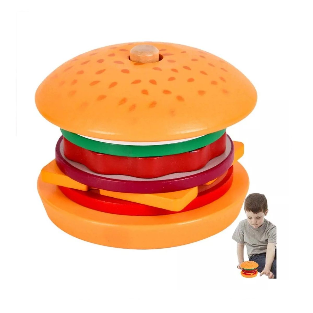 GENERICO - Hamburguesas De Madera Juguete Montessori De Apilamiento
