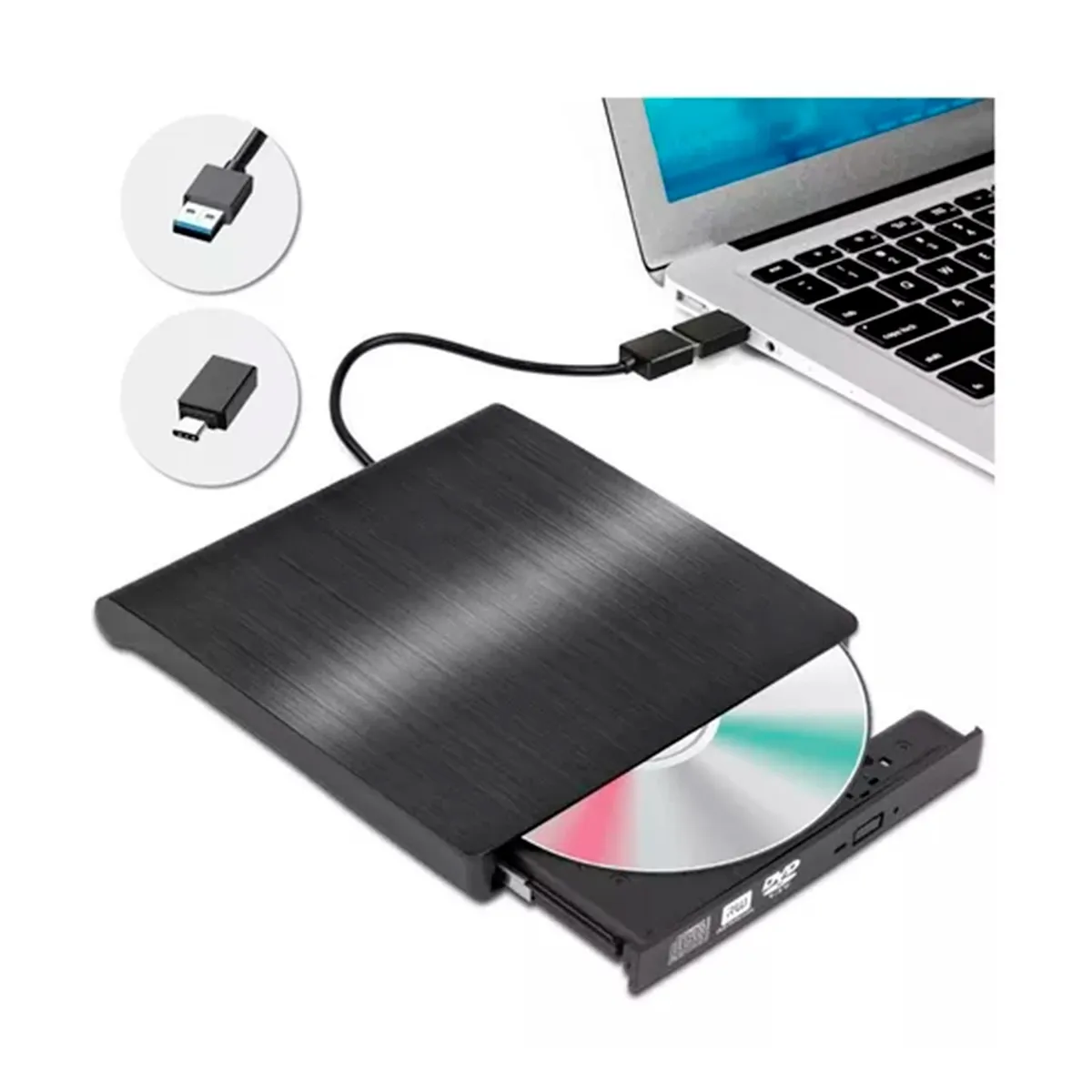 GENERICO - Grabadora Dvd Lector De Cd Externo Usb 30 Type C Quemador.