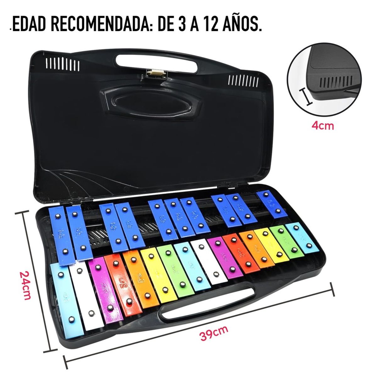 TOYUN TOYUN - Metalófono 25 Notas Cromático Didáctico  NEGRO