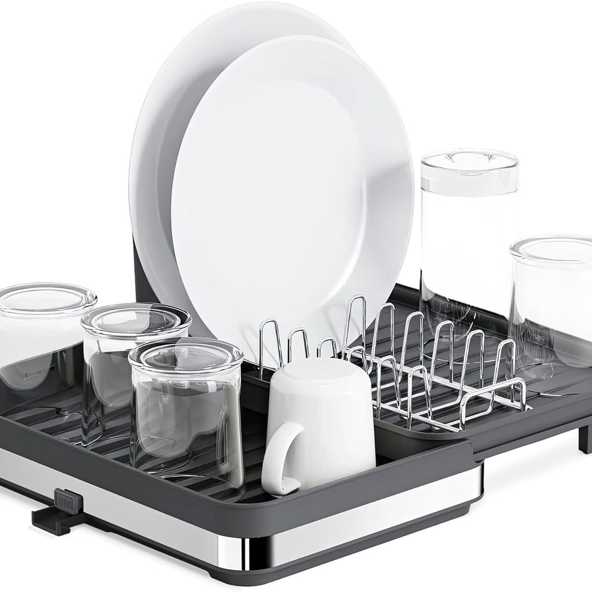 WAKESHOME - Secaplatos Escurridor Plegable Con Soporte Para Cubiertos