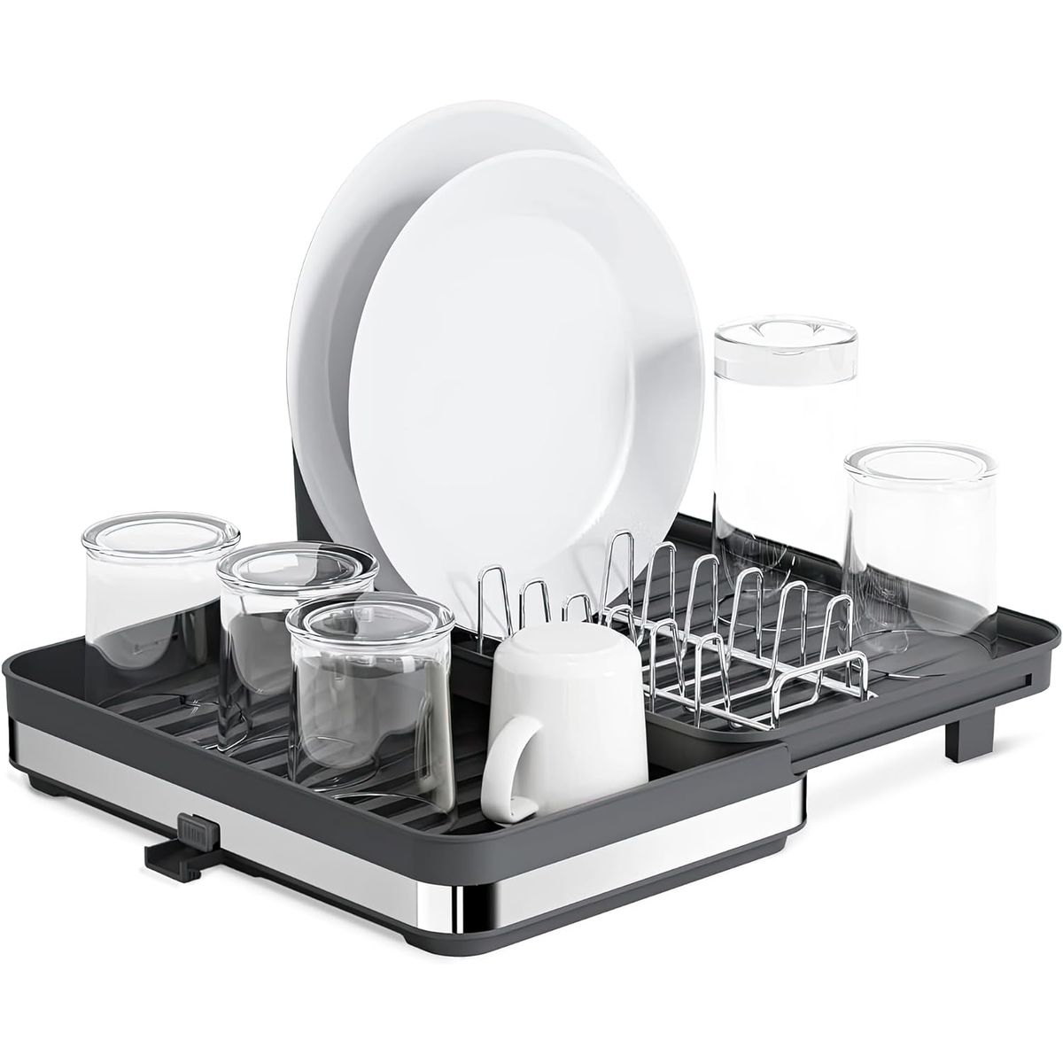 WAKESHOME - Secaplatos Escurridor Plegable Con Soporte Para Cubiertos