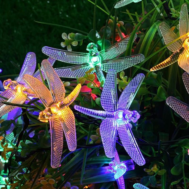 GENERICO - Guirnalda de libélulas de colores luces LED