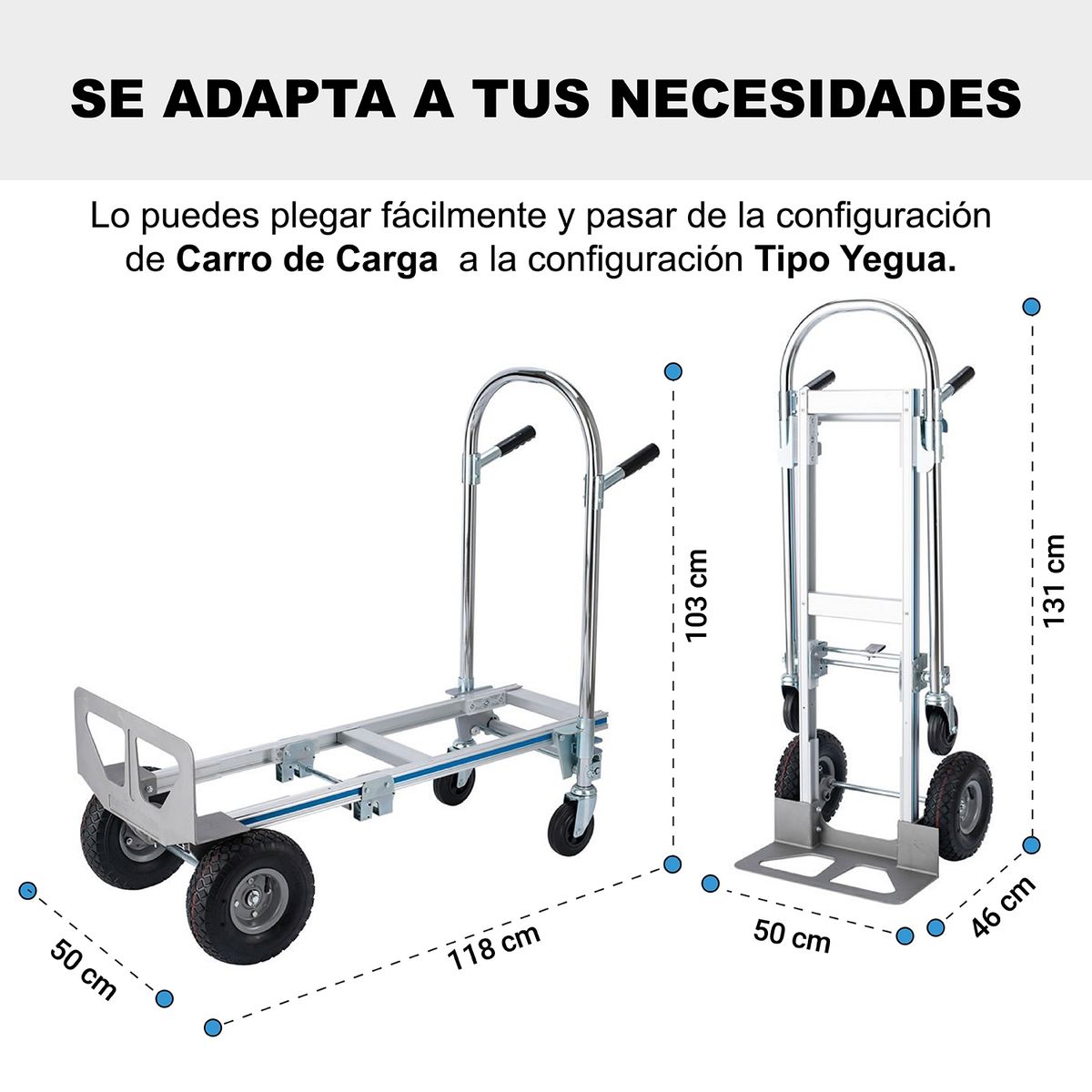 GENERICO - Yegua Y Carro De Carga De Aluminio, 2 Formatos 250k Max