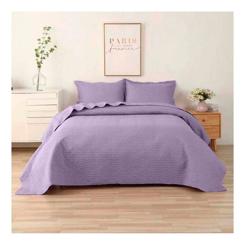 GENERICO - Cubrecama De Verano Quilt 2.0 Plazas Color Morado
