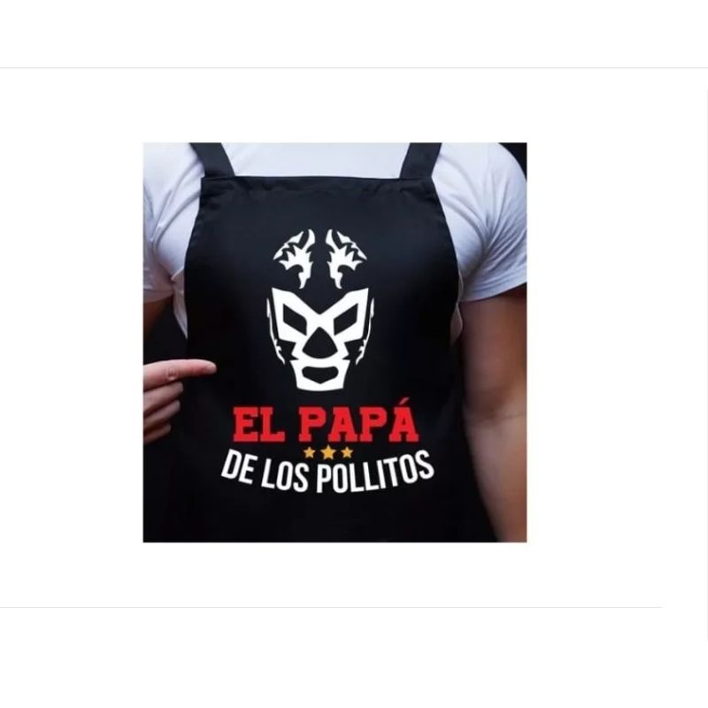 UNICO - Delantal Pechera De Cocina Con Frase El Papa De Los Pollitos ART