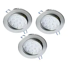 GENERICO - Pack X3 Focos Led Interior Embutido Foco Embutido Led 12w Fria