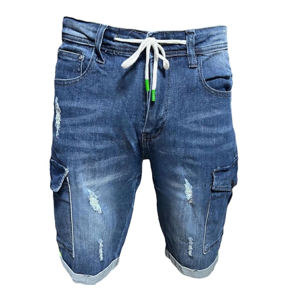 GENERICO - Short Jeans Cargo Hombre Elasticado